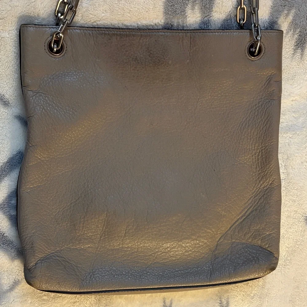 TORY BURCH Swingback Leather Shoulder Crossbody Bag French Grey/Tan